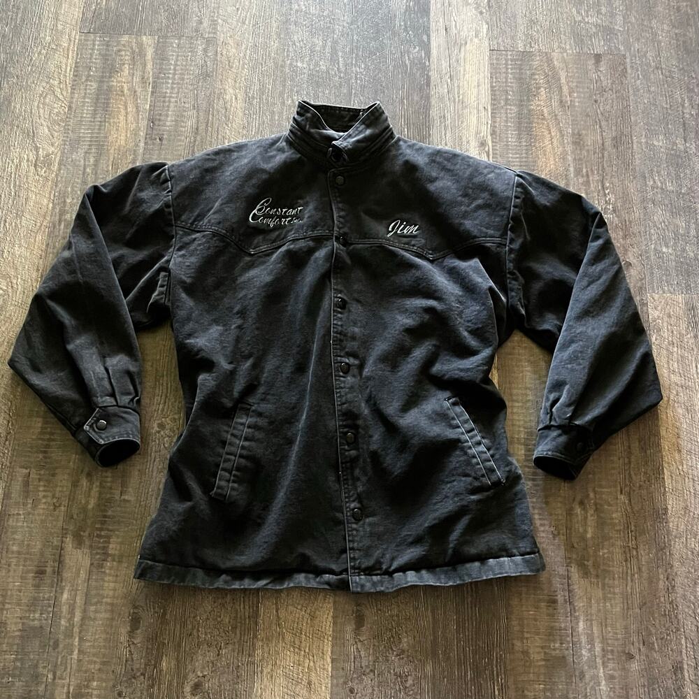 Vintage 90s Kyta Make Co XXL Charcoal Black Denim Western Jacket USA Cinched Jim